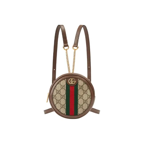 GUCCI Ophidia Коровья кожа Рюкзак Мини Женские Коричневый