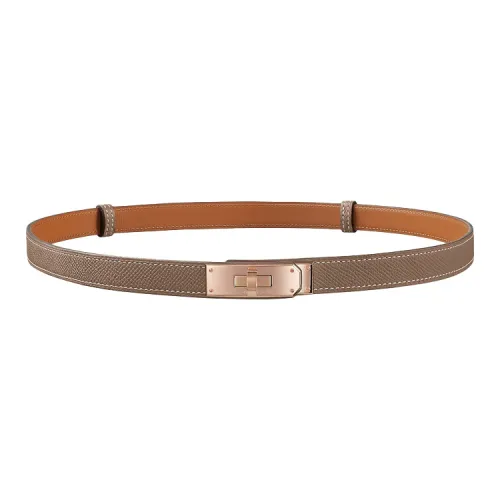 HERMES Kelly Ремни из коровьей кожи Женские цвет слоновой кости розовое золото застежка ширина 1,8 см