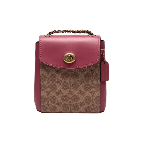 COACH Parker Телячья кожа с покрытием Холст Рюкзак Большой Женский Хаки Серый Розовый