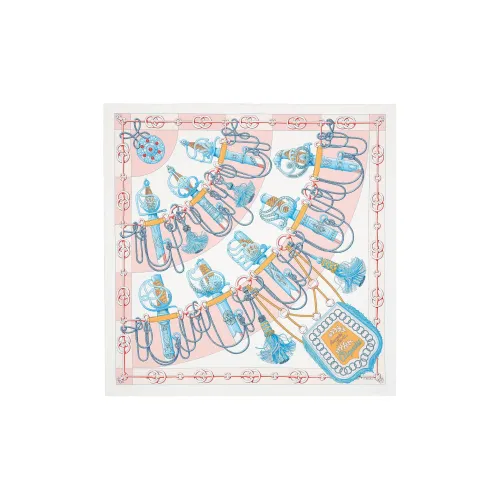 HERMES Шелковые шарфы Унисекс Розовый Белый