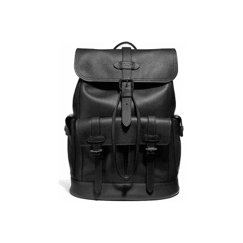 COACH Hudson Litchi Grain Leather Backpack Large Men's Black