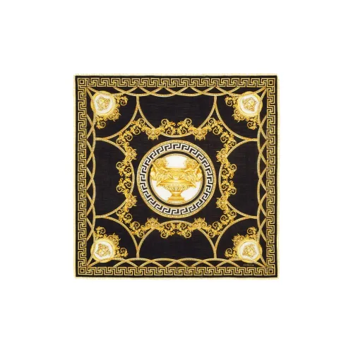VERSACE Шерсть Шелковые шарфы Черный Унисекс