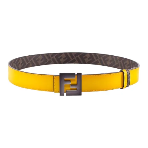 FENDI Ремни из коровьей кожи Мужской Желтый Коричневый Ширина 3,5 см