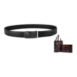 Зернистая кожа личи, черно-серебристый цвет, ремешок + премиум-упаковка