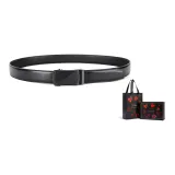 Гладкий черный ремешок с металлической пряжкой + премиум-коробка.