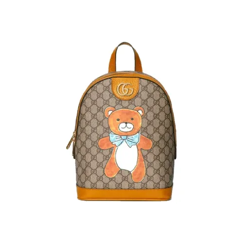 GUCCI KAI Коллаборация GG Supreme Холст с кожей Рюкзак Унисекс Эбеновое дерево Коричневый