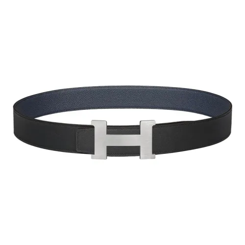 HERMES Телячья кожа Кожаные ремни Мужской Черный Синий Ширина 3,8 см