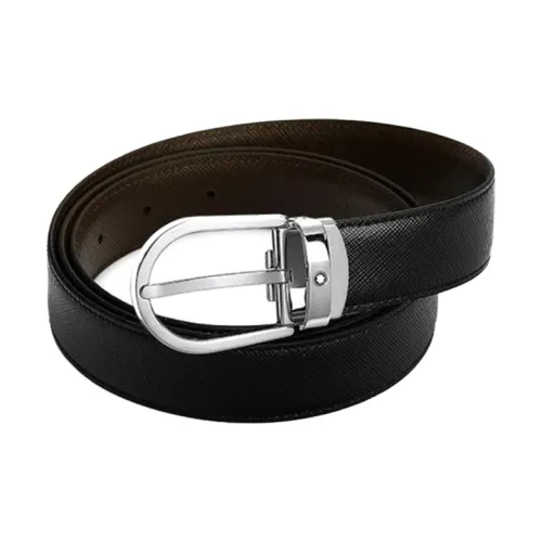 MONTBLANC Кожаные ремни Мужской Черный Коричневый Ширина 3 см