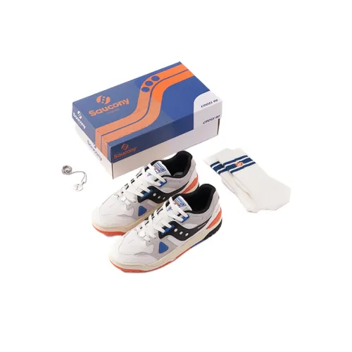 Saucony Cross 90 Slip-on Устойчивый к истиранию Низкий Топ Скейтборд Кроссовки Унисекс Белый Черный Оранжевый First Год Коробка
