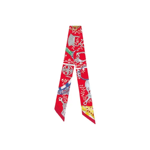 HERMES Маленький шелковый шарф для женщин красный