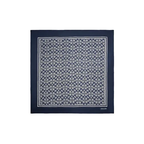 COACH Шелковые шарфы, морской синий, женские