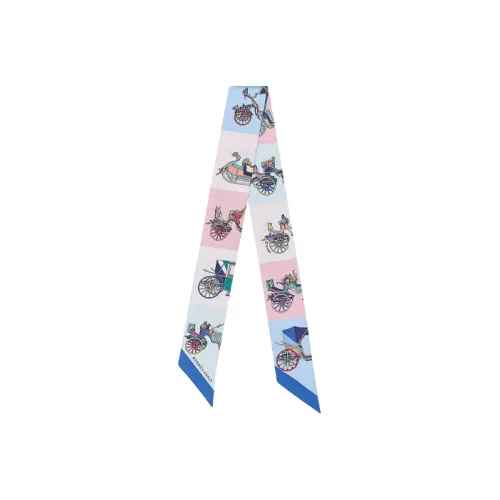 HERMES Шелковые шарфы Унисекс Синий Белый Розовый