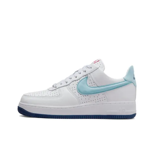 Nike Air Force 1 Puerto RiCO Slip Resistant Abrasion Resistant Легкий Low Топ Кроссовки для скейтбординга Мужской Белый Синий