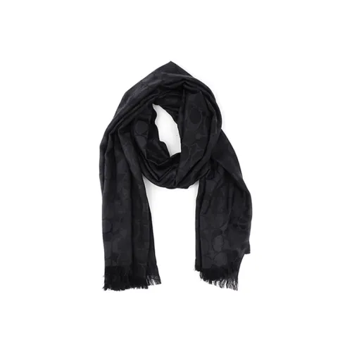 COACH Шерсть Шелк Вязаные Шарфы Женские Черный