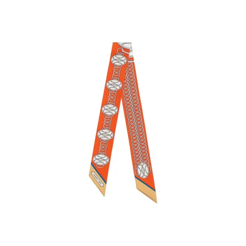 HERMES Шелковые шарфы Унисекс Оранжевый