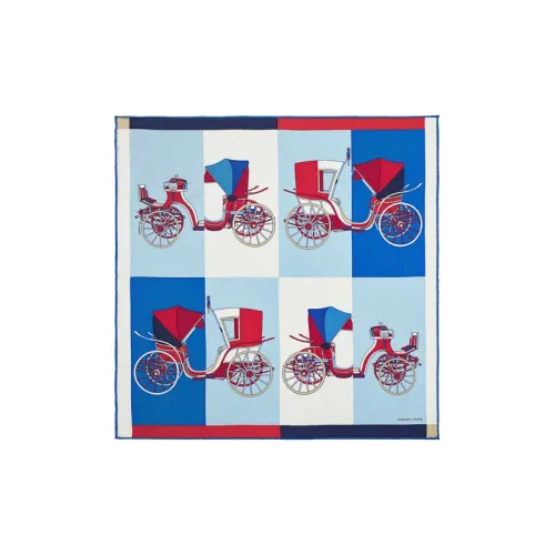 HERMES Шелковые шарфы Синий Унисекс