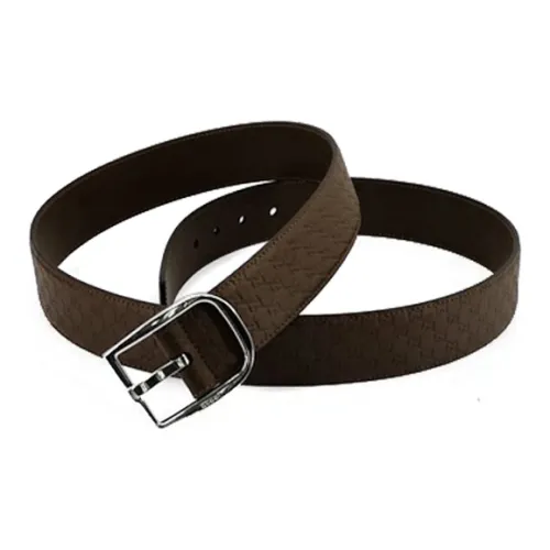 GUCCI GG Значок Буква Узорный с принтом Шпилька Коровья кожа Ремни Мужской Темно-кофейный Ширина 4CM