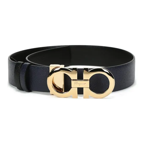 Ferragamo Ремни из коровьей кожи женские синий черный 3,5 см