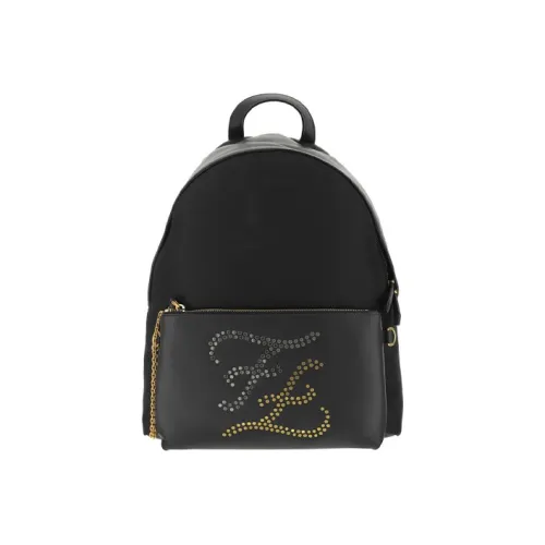 FENDI Leather Backpack Men's Black