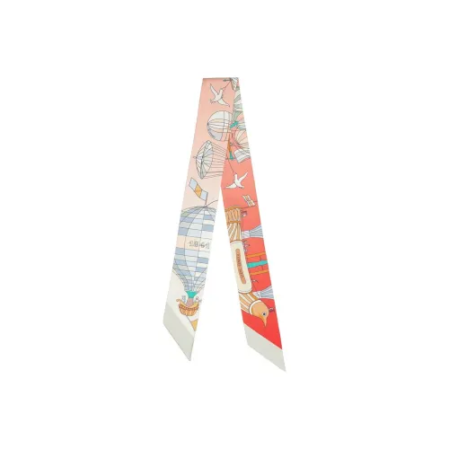 HERMES Маленький шелковый шарф для женщин гранатовый красный зеленый многоцветный