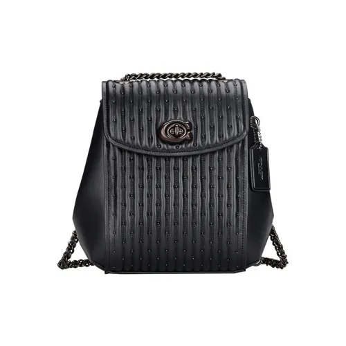 COACH Parker Sheepskin Backpack Mini Women's Black