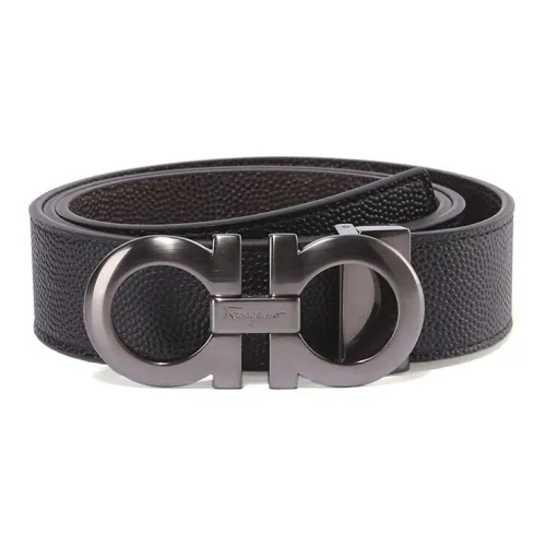 Ferragamo Ремни из коровьей кожи Мужской Черный кофе Ширина 3,5 см