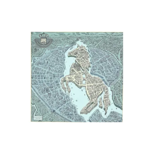 Hermes Cavaliere Шелковые шарфы Сине-зеленый Унисекс