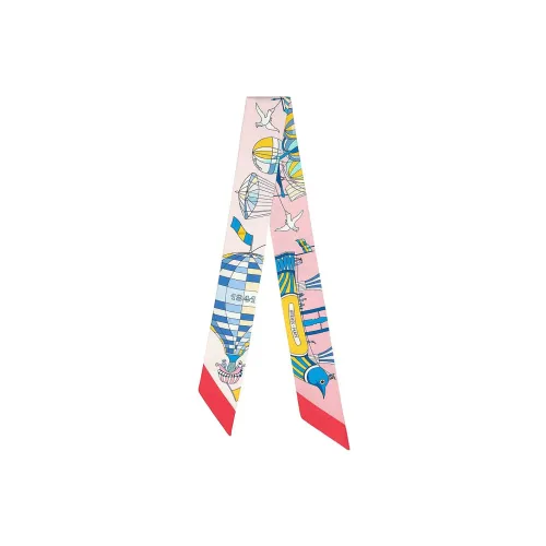 HERMES Маленький шелковый шарф для женщин розовый синий ярко-желтый