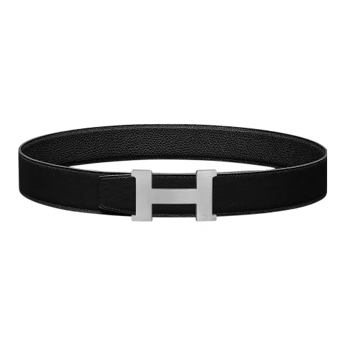 HERMES Коровья кожа Togo Двойной Sided кожа ремень кожа ремни Мужской Черный 3,8 см
