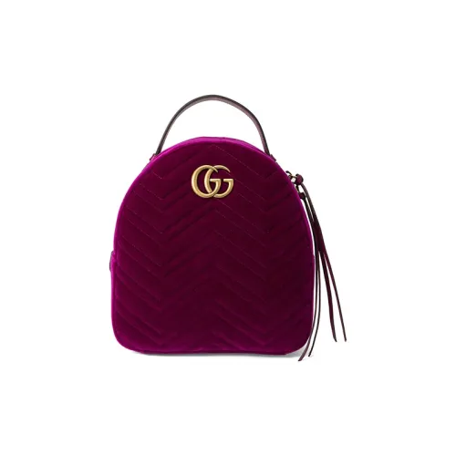 GUCCI Marmont Quilted Velvet Backpack Women's Fuchsia GUCCI Marmont Quilted Вельветовый Рюкзак Женский Фуксия
