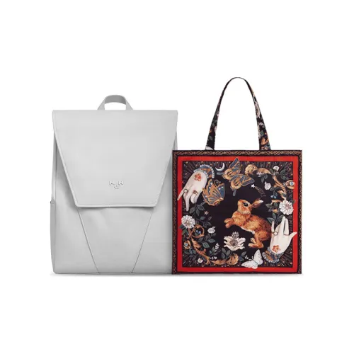 MAH Yanger Дизайнер Коллаборация Edition Полиэстер Рюкзак Унисекс Серо-белая краска