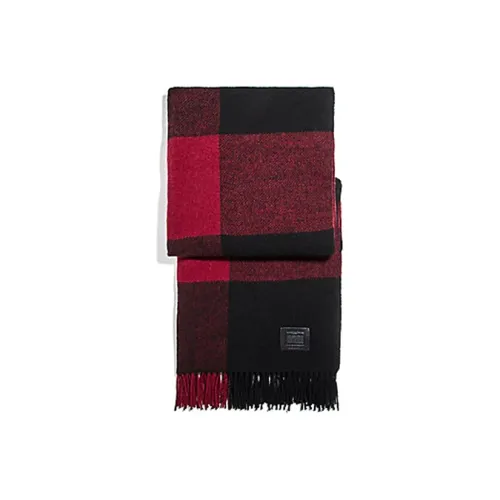 COACH Вязаные шарфы Красный черный Женские