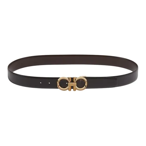 FERRAGAMO GANCINI Ремни из коровьей кожи Мужской Золото Ширина 3,5 см