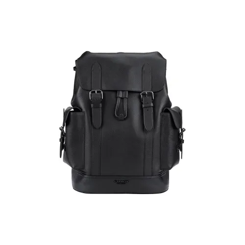 COACH Hudson Галька текстура Коровья кожа Альпинистский рюкзак Рюкзак Средний Мужской Черный