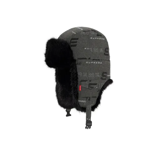 Supreme 100% хлопок Деним Шапки-ушанки Унисекс Черный