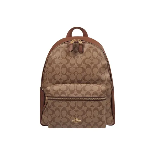 COACH Charlie Покрытый холст Рюкзак Большой Женский Хаки