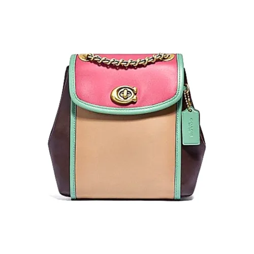 COACH Parker Кожа Рюкзак Женские Розовый Зеленый Хаки Темно-коричневый