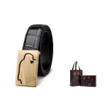 Чёрный ремешок с золотой пряжкой + премиум-коробка