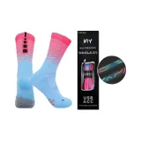 Светящийся в темноте Розовый Синий Майами Шнурки 1 Упаковка + Розовые Синие Градиентные Баскетбольные Носки Универсального Размера 1 Пара