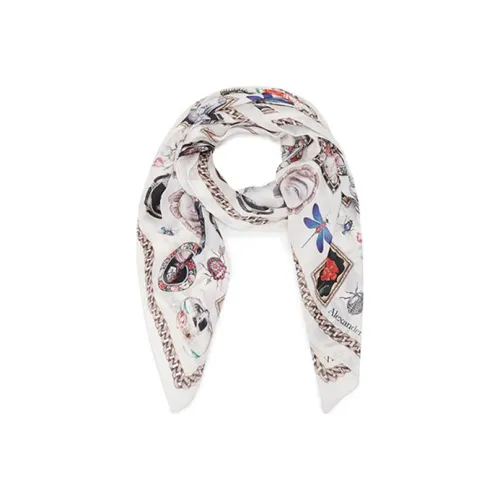Alexander McQueen Шарфы из тутового шелка Бежевый, черный, многоцветный Женские