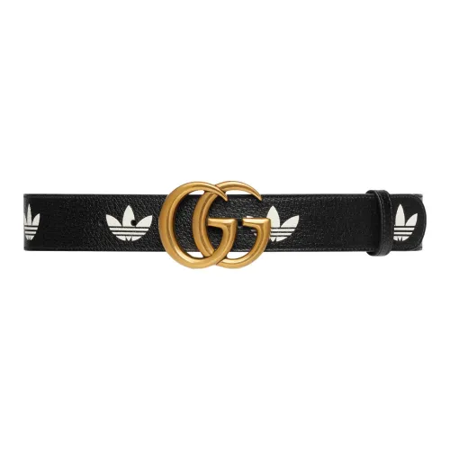 GUCCI Adidas X GUCCI Co Branded Series Кожаные ремни Женские Черный Ширина 4CM