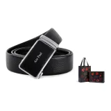 Черный ремешок с серебряной пряжкой + премиум-бокс