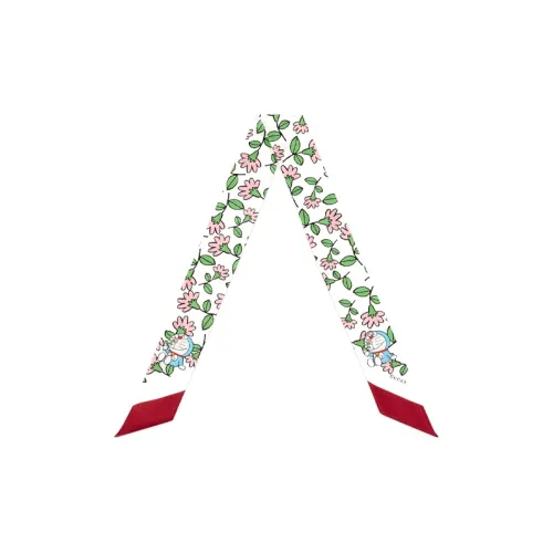 GUCCI Doraemon X GUCCI Collaboration Series Шелковые шарфы Бело-зеленый Женские