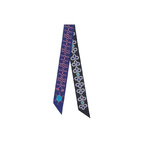 HERMES Маленький шелковый шарф женский синий черный