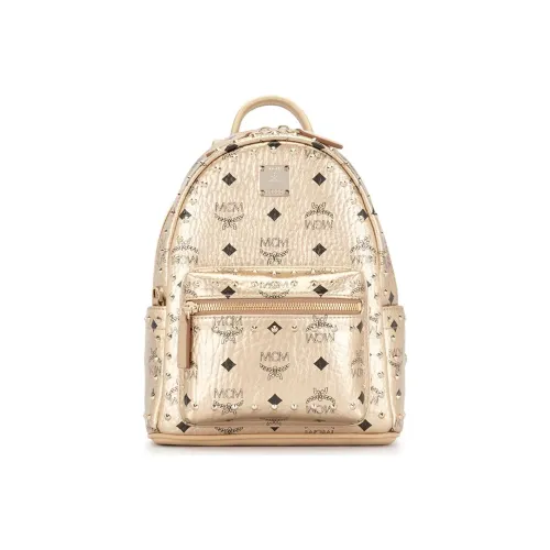 MCM Stark Visetos Кожа Сумка Рюкзак Рюкзак Женские Золото