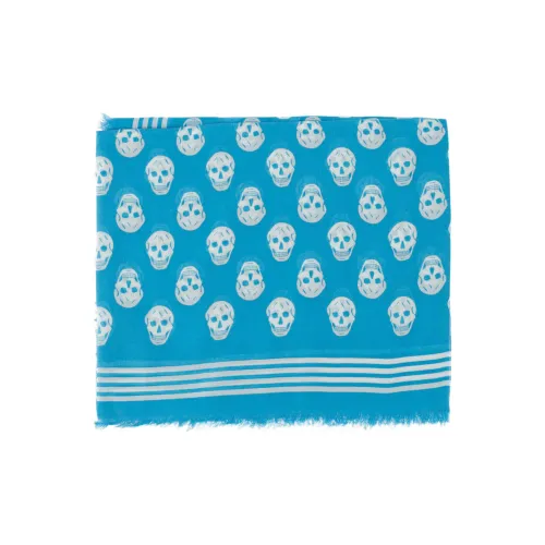 Alexander McQueen Модал Шелковые Шарфы Синий / Белый Унисекс