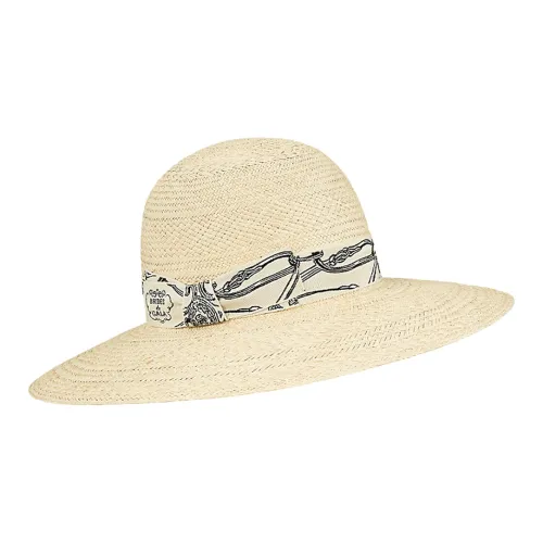 HERMES Carrousel Пляжная соломенная шляпа Желтая Мужская