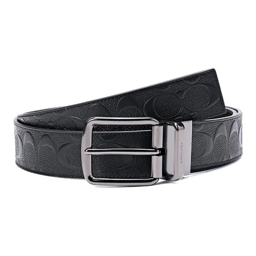 COACH Кожаные ремни Мужской Черный Ширина 3,5 см
