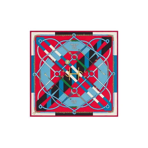 Hermes Кашемир Палантины Красный/Синий/Черный Женские