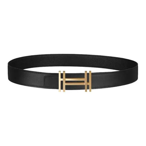 HERMES Block H Телячья кожа Кожаные ремни Женские Черный Ширина 3,2 см